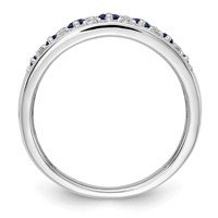 14K White Gold 0.20 Carat Lab Grown Diamond VS SI+ G+ and Lab Created Blue Sapphire Complete Fancy Ring view 2