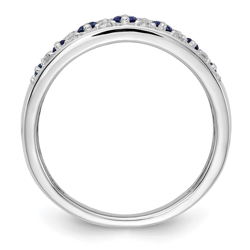 14k White Gold 1/5 carat Lab Grown Diamond VS/SI+ G+ and Lab Created Blue Sapphire Complete Fancy Ring