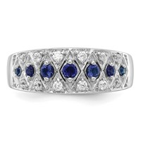14K White Gold 0.20 Carat Lab Grown Diamond VS SI+ G+ and Lab Created Blue Sapphire Complete Fancy Ring view 4