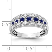 14K White Gold 0.20 Carat Lab Grown Diamond VS SI+ G+ and Lab Created Blue Sapphire Complete Fancy Ring view 5