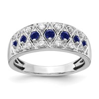 14K White Gold 0.20 Carat Lab Grown Diamond VS SI+ G+ and Lab Created Blue Sapphire Complete Fancy Ring view 1