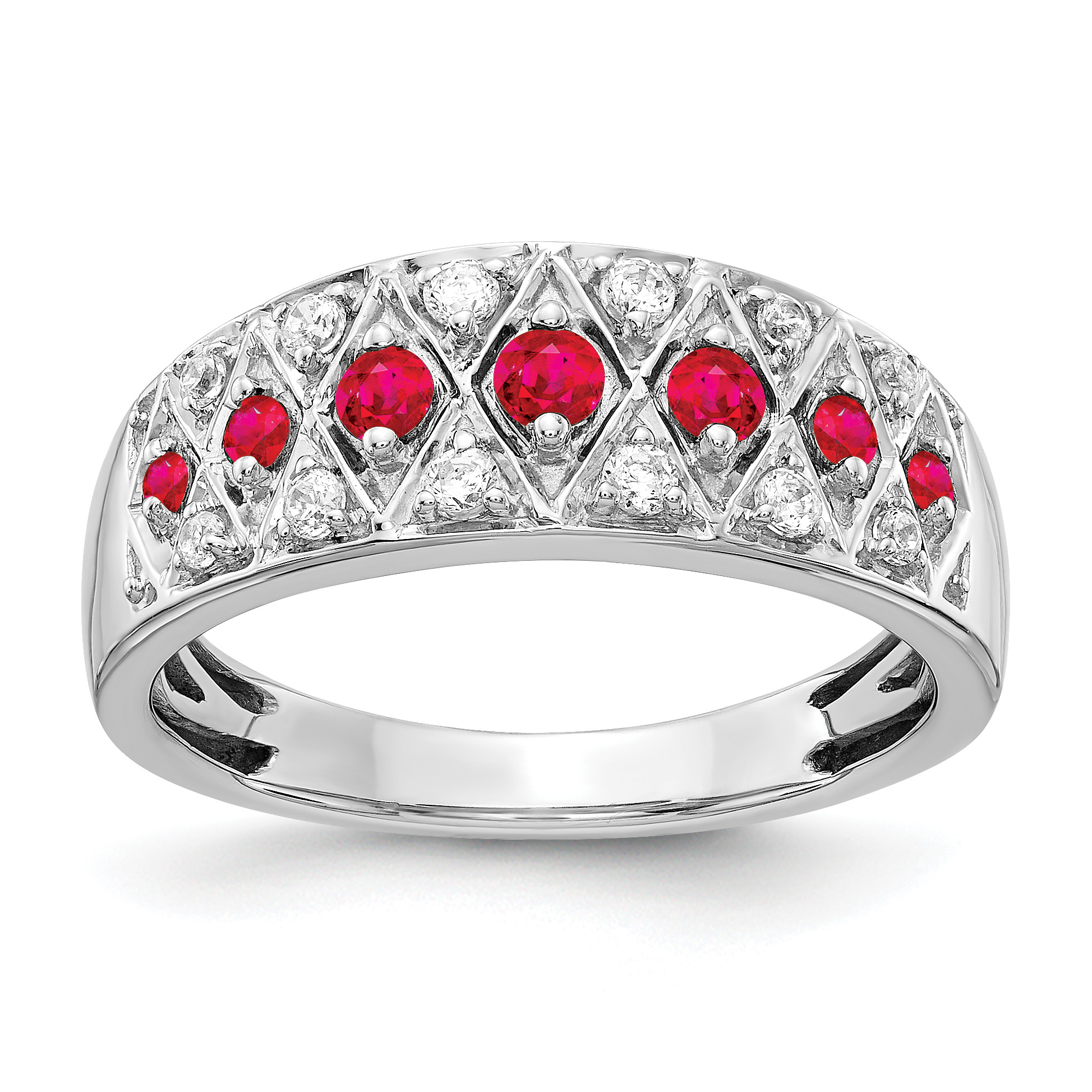 14k White Gold Diamond and Ruby Fancy Ring (RM3850-RU-020-WA)