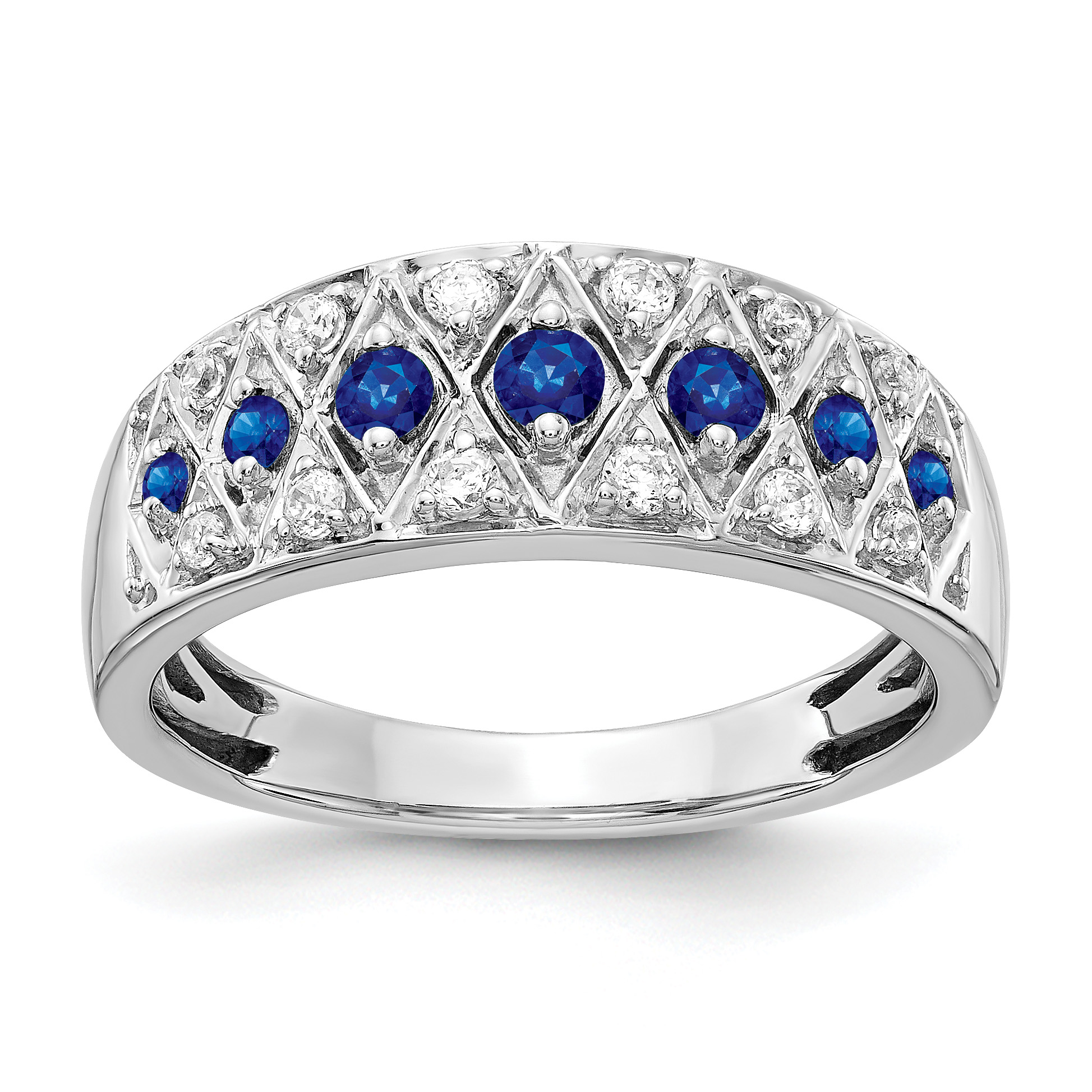 14k White Gold Diamond and Sapphire Fancy Ring (RM3850-SA-020-WA)