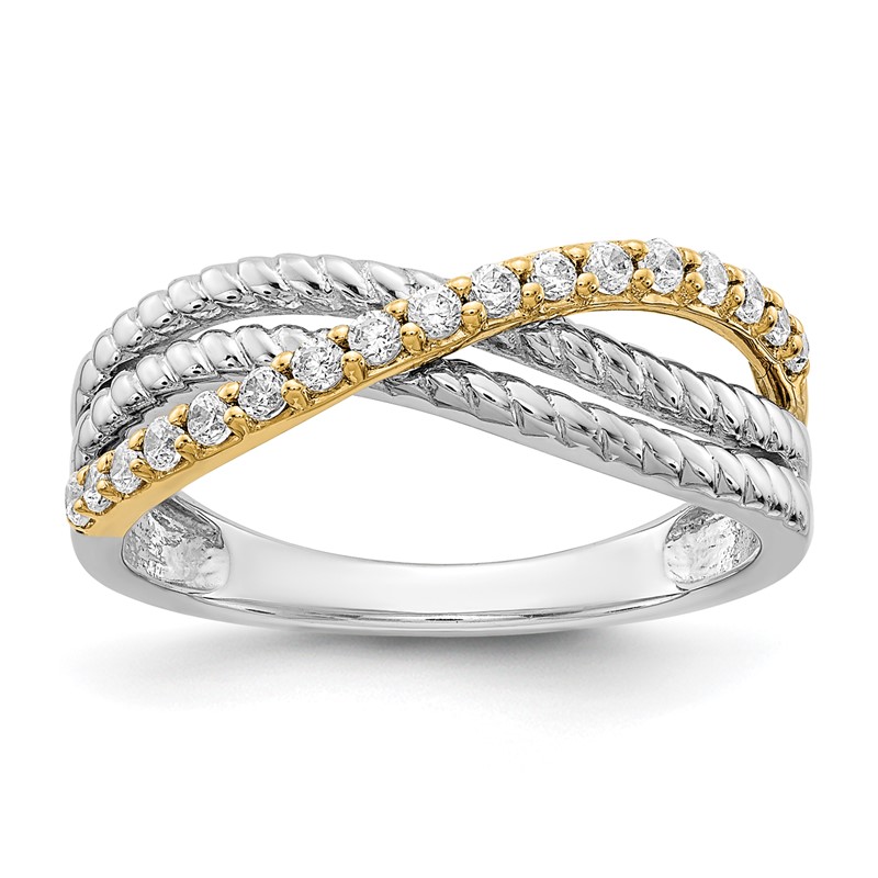 14k Two-Tone 1/4 carat Lab Grown Diamond VS/SI+ G+ Complete Twist Ring