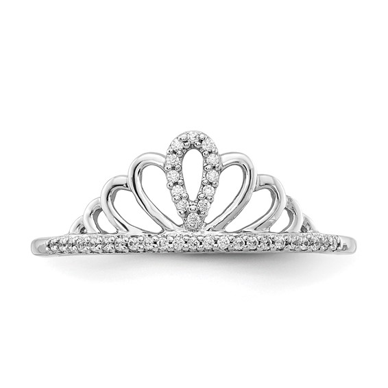 14k White Gold 1/10 carat Diamond Tiara Ring