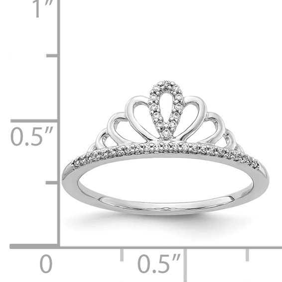 14k White Gold 1/10 carat Diamond Tiara Ring