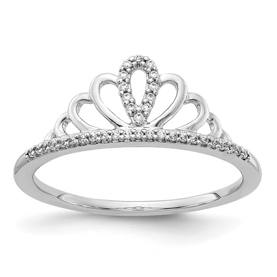14k White Gold 1/10 carat Diamond Tiara Ring