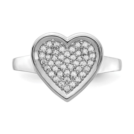 14k White Gold 1/4 carat Diamond Pave Heart Ring