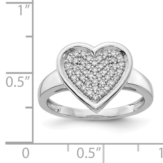 14k White Gold 1/4 carat Diamond Pave Heart Ring
