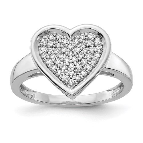 14k White Gold Diamond Fancy Heart Ring