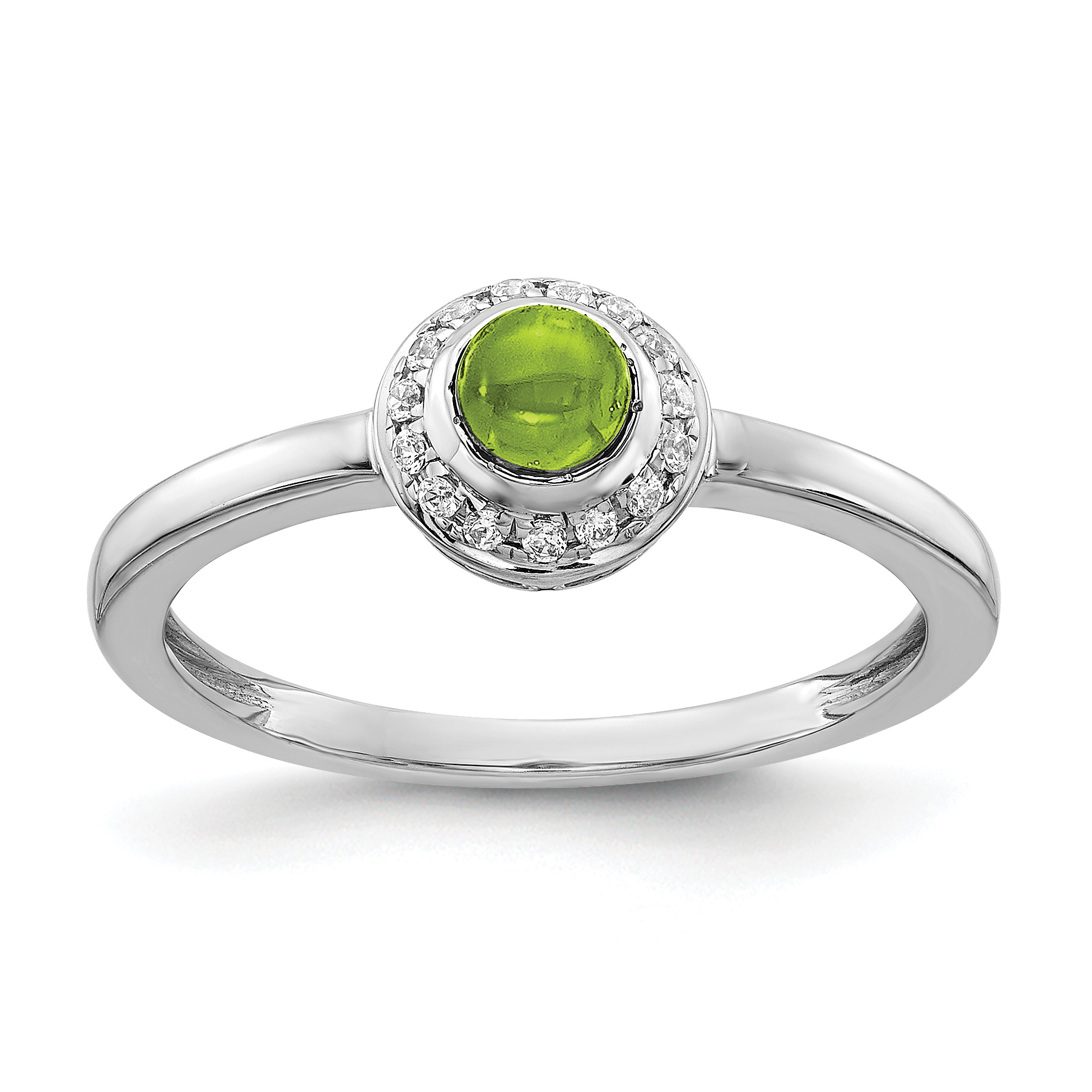 14k White Gold Diamond and Cabochon Peridot Ring (RM4030-PE-025-WA)
