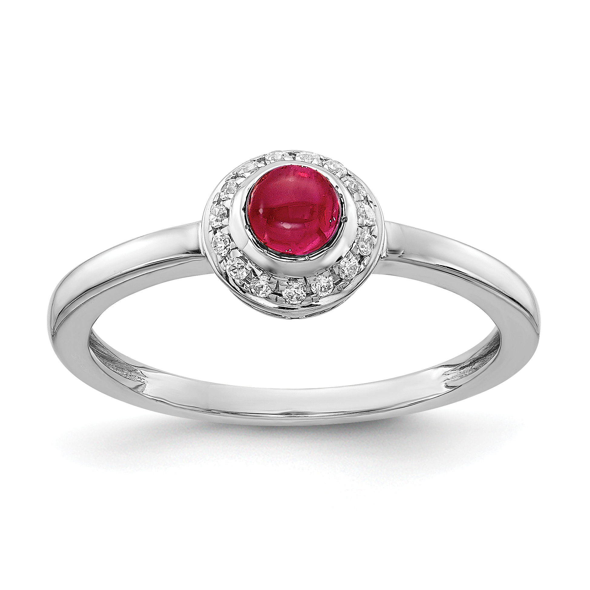 14k White Gold Diamond and Cabochon Ruby Ring (RM4030-RU-025-WA)