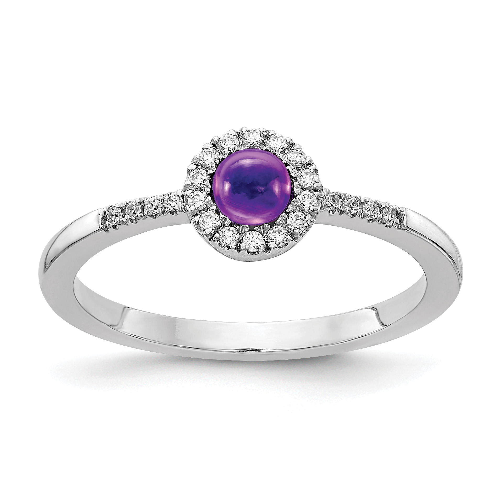 14k White Gold Diamond and Cabochon Amethyst Ring (RM4031-AM-025-WA)