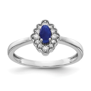 14k White Gold Diamond and Oval Cabochon Gemstone Ring                      