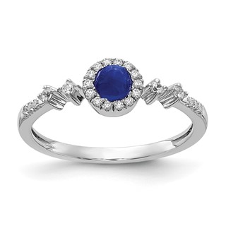 14k White Gold Diamond and Cabochon Gemstone Halo Ring                         