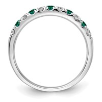 14K White Gold 0.50 Carat Lab Grown Diamond VS SI+ G+ and Lab Created Emerald Complete Band view 2