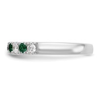 14K White Gold 0.50 Carat Lab Grown Diamond VS SI+ G+ and Lab Created Emerald Complete Band view 3