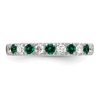 14K White Gold 0.50 Carat Lab Grown Diamond VS SI+ G+ and Lab Created Emerald Complete Band view 4
