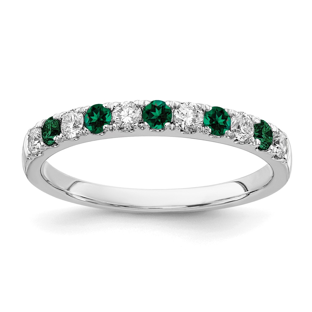 14k White Gold 1/2 carat Lab Grown Diamond VS/SI+ G+ and Lab Created Emerald Complete Band (RM4227B-CE-045-WALG)