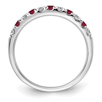 14K White Gold 0.50 Carat Lab Grown Diamond VS SI+ G+ and Lab Created Ruby Complete Band view 2