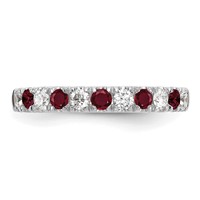 14K White Gold 0.50 Carat Lab Grown Diamond VS SI+ G+ and Lab Created Ruby Complete Band view 4