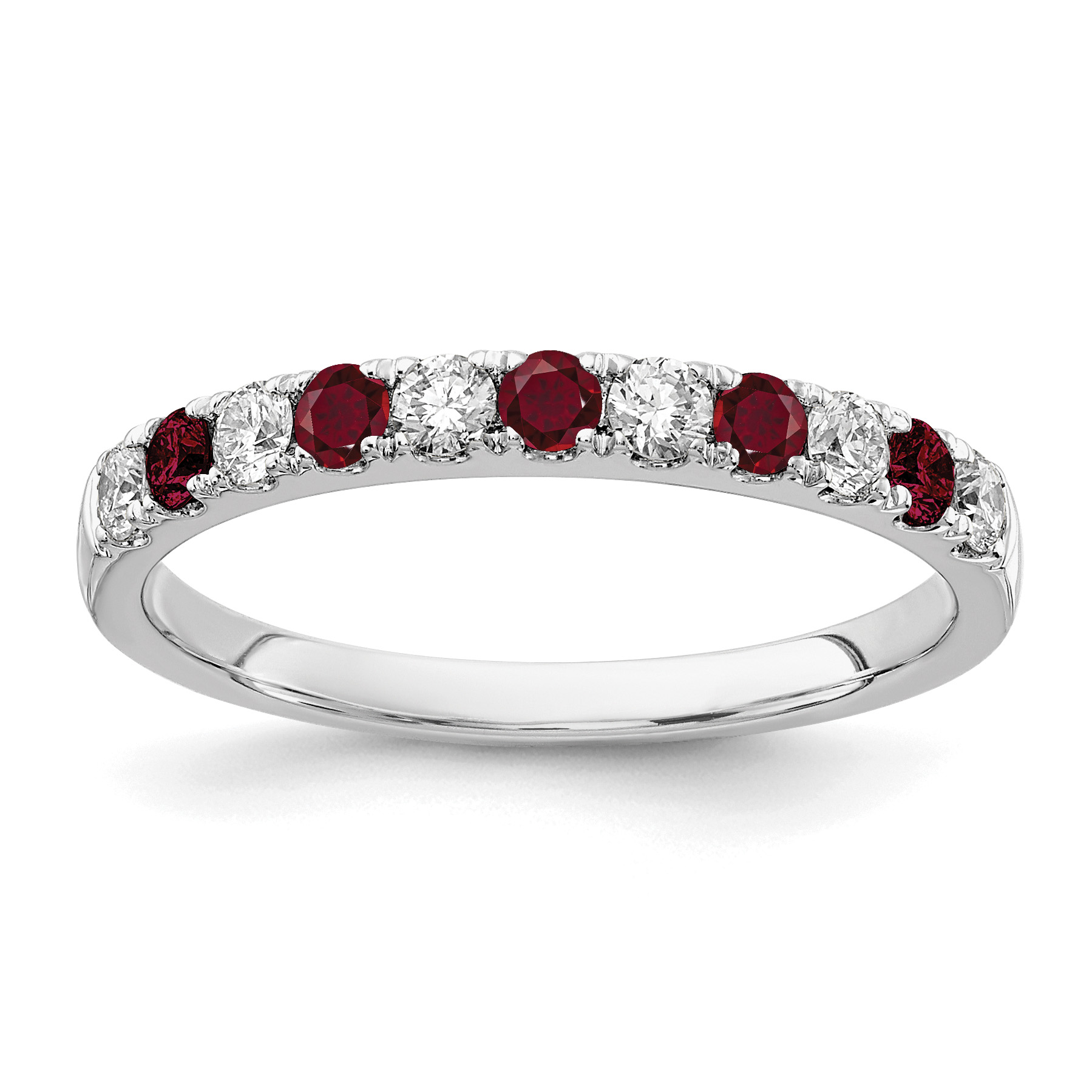 14k White Gold 1/2 carat Lab Grown Diamond VS/SI+ G+ and Lab Created Ruby Complete Band (RM4227B-CR-045-WALG)