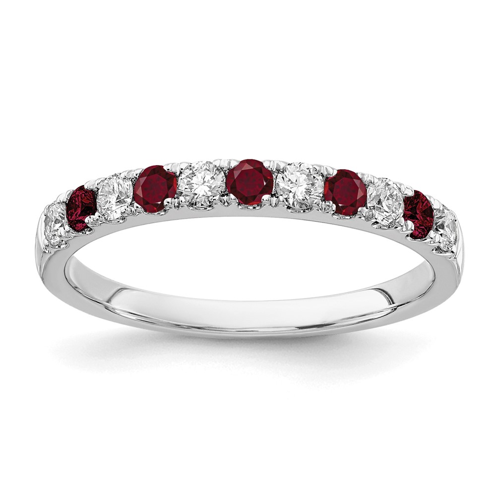 14k White Gold 1/2 carat Lab Grown Diamond VS/SI+ G+ and Lab Created Ruby Complete Band (RM4227B-CR-045-WALG)