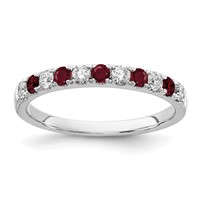 14K White Gold 0.50 Carat Lab Grown Diamond VS SI+ G+ and Lab Created Ruby Complete Band view 1