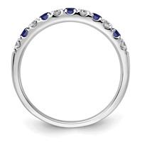 14K White Gold 0.50 Carat Lab Grown Diamond VS SI+ G+ and Lab Created Blue Sapphire Complete Band view 2