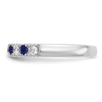 14K White Gold 0.50 Carat Lab Grown Diamond VS SI+ G+ and Lab Created Blue Sapphire Complete Band view 3
