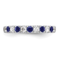 14K White Gold 0.50 Carat Lab Grown Diamond VS SI+ G+ and Lab Created Blue Sapphire Complete Band view 4