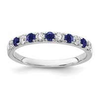 14K White Gold 0.50 Carat Lab Grown Diamond VS SI+ G+ and Lab Created Blue Sapphire Complete Band view 1