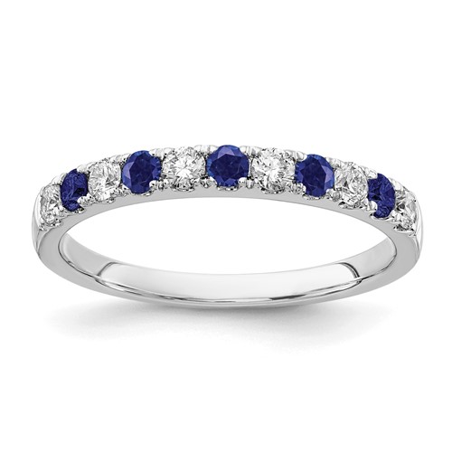 14K White Gold 0.50 Carat Lab Grown Diamond VS SI+ G+ and Lab Created Blue Sapphire Complete Band