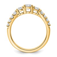 14K Yellow Gold 1 Carat Certified Lab Grown Diamond VS+ F+ Round Complete Three Stone Engagement Ring view 2