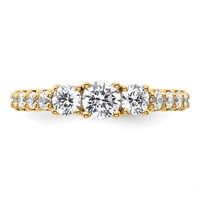 14K Yellow Gold 1 Carat Certified Lab Grown Diamond VS+ F+ Round Complete Three Stone Engagement Ring view 4