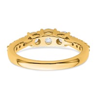 14K Yellow Gold 1 Carat Certified Lab Grown Diamond VS+ F+ Round Complete Three Stone Engagement Ring view 5