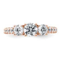 14K Rose Gold 1.50 Carat Lab Grown Diamond VS SI+ G+ Round Complete Three Stone Engagement Ring view 4