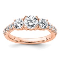 14K Rose Gold 1.50 Carat Lab Grown Diamond VS SI+ G+ Round Complete Three Stone Engagement Ring view 1