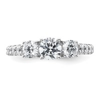14K White Gold 1.50 Carat Lab Grown Diamond VS+ F+ Round Complete Three Stone Engagement Ring view 4