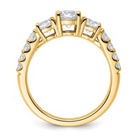 14K Yellow Gold 1.50 Carat Lab Grown Diamond VS SI+ G+ Round Complete Three Stone Engagement Ring view 2