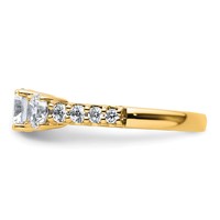14K Yellow Gold 1.50 Carat Lab Grown Diamond VS SI+ G+ Round Complete Three Stone Engagement Ring view 3
