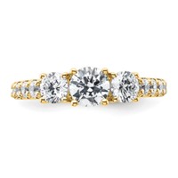 14K Yellow Gold 1.50 Carat Lab Grown Diamond VS SI+ G+ Round Complete Three Stone Engagement Ring view 4