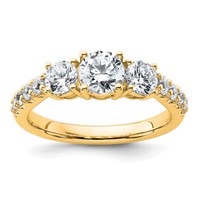 14K Yellow Gold 1.50 Carat Lab Grown Diamond VS SI+ G+ Round Complete Three Stone Engagement Ring view 1
