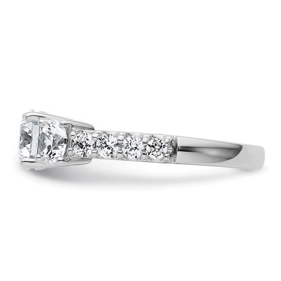 14k White Gold 2 carat Lab Grown Diamond VS+ F+ Round Complete Three Stone Engagement Ring