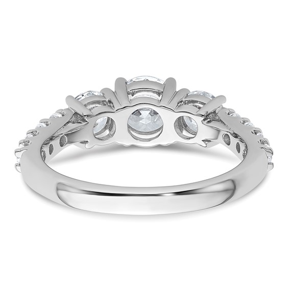 14k White Gold 2 carat Lab Grown Diamond VS+ F+ Round Complete Three Stone Engagement Ring