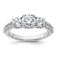14K White Gold 2 Carat Lab Grown Diamond VS SI+ G+ Round Complete Three Stone Engagement Ring view 1