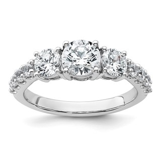14k White Gold 2 carat Lab Grown Diamond VS+ F+ Round Complete Three Stone Engagement Ring