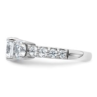 14K White Gold 3 Carat Lab Grown Diamond VS+ F+ Round Complete Three Stone Engagement Ring view 3