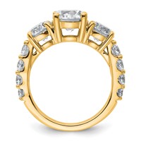 14K Yellow Gold 4 Carat Lab Grown Diamond VS+ F+ Round Complete Three Stone Engagement Ring view 2
