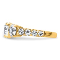 14K Yellow Gold 4 Carat Lab Grown Diamond VS+ F+ Round Complete Three Stone Engagement Ring view 3